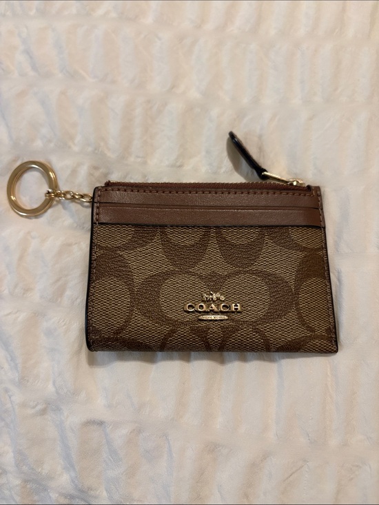 Coach Accessories - COACH Brown Signature Card Case Key Pouch
